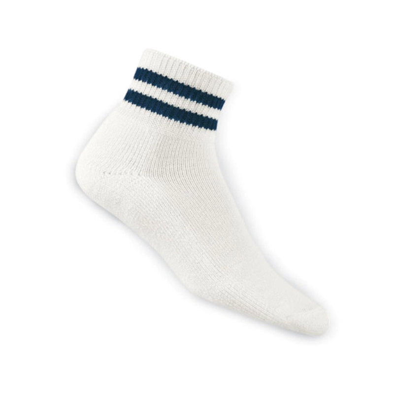 White sock with blue stripes on a white background