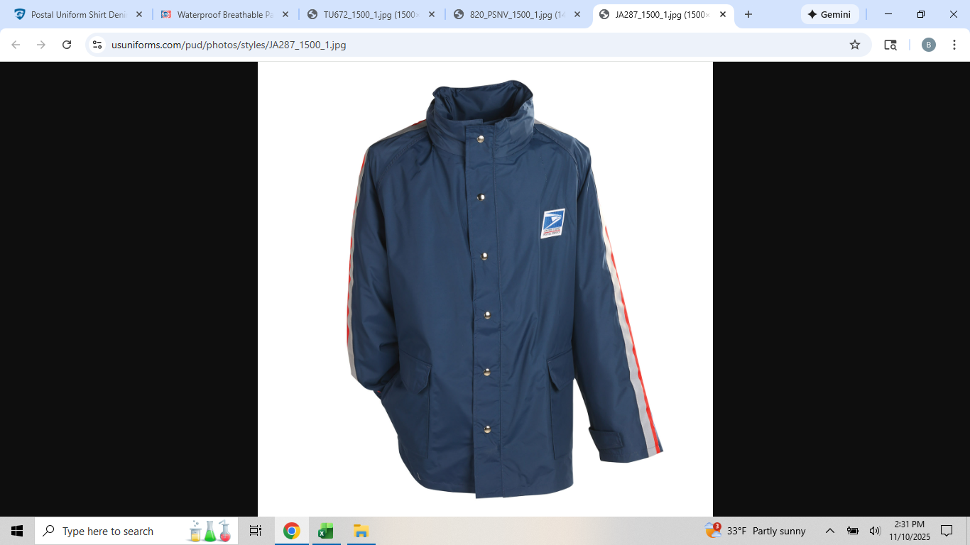 USPS Rain Jacket w/ Hood